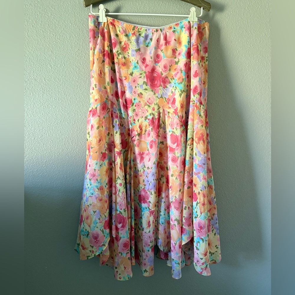 Newsworthy Vintage Floral Flowy Midi Skirt Size 1X